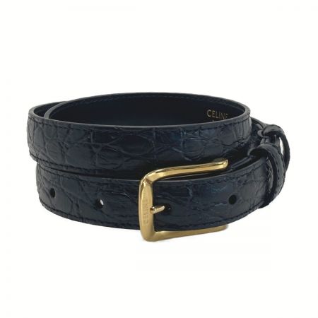  CELINE セリーヌ クロコダイル型押し ベルト BC-01 18MM ブラック レザー 箱・布袋有