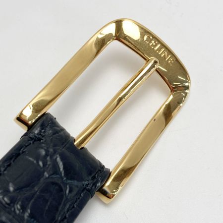  CELINE セリーヌ クロコダイル型押し ベルト BC-01 18MM ブラック レザー 箱・布袋有