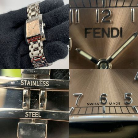  FENDI フェンディ スクエアフェイス ステンレススチール 060-7000L-451 ピンク系 腕時計 クォーツ レディース