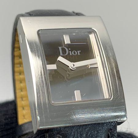 Christian Dior クリスチャンディオール クォーツ ステンレススチール レザー D78-109 ブラック レディース 腕時計