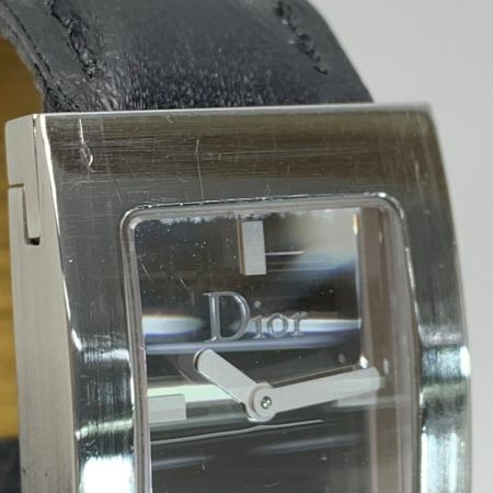  Christian Dior クリスチャンディオール クォーツ ステンレススチール レザー D78-109 ブラック レディース 腕時計