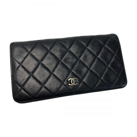  CHANEL シャネル マトラッセ タイムレスクラシック SV金具 A31509 ブラック 2つ折り長財布