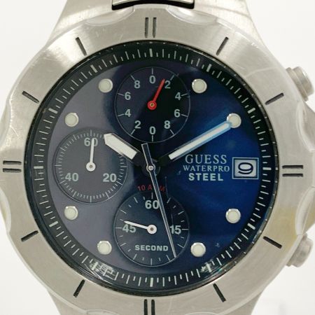  GUESS ゲス クロノグラフ クオーツ メンズ 腕時計 l10121G3 シルバー x ブルー