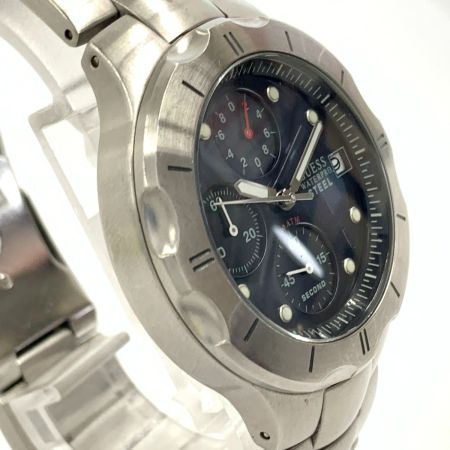  GUESS ゲス クロノグラフ クオーツ メンズ 腕時計 l10121G3 シルバー x ブルー