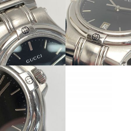  GUCCI グッチ デイト ステンレススチール 9040M ブラック クォーツ メンズ 腕時計