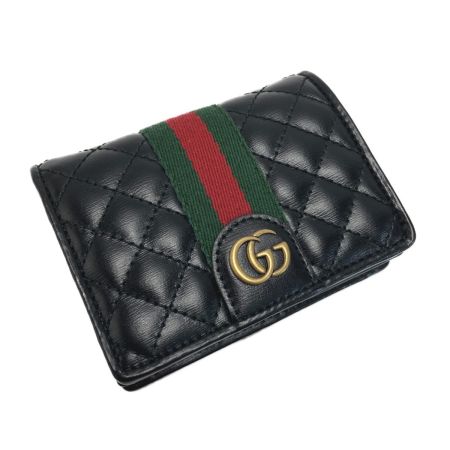  GUCCI グッチ GGマーモント キルティング 2つ折り財布 536453 ブラック シェリーライン コンパクトウォレット 箱・布袋有