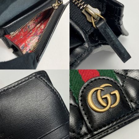  GUCCI グッチ GGマーモント キルティング 2つ折り財布 536453 ブラック シェリーライン コンパクトウォレット 箱・布袋有