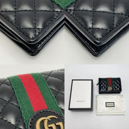  GUCCI グッチ GGマーモント キルティング 2つ折り財布 536453 ブラック シェリーライン コンパクトウォレット 箱・布袋有
