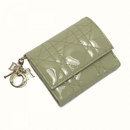  Christian Dior クリスチャンディオール カナージュ ロータスウォレット 41-MA-0262 カーキ 3つ折り財布 箱・布袋有