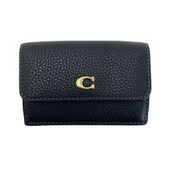 ☆☆ COACH コーチ 3つ折り財布  CM437 ブラック レディース ゴールド金具 Bランク