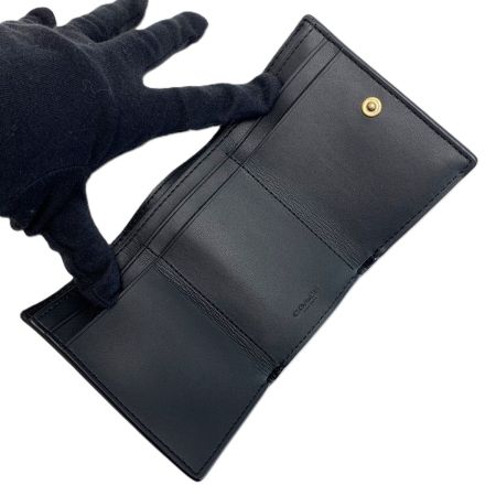  COACH コーチ 3つ折り財布  CM437 ブラック レディース ゴールド金具