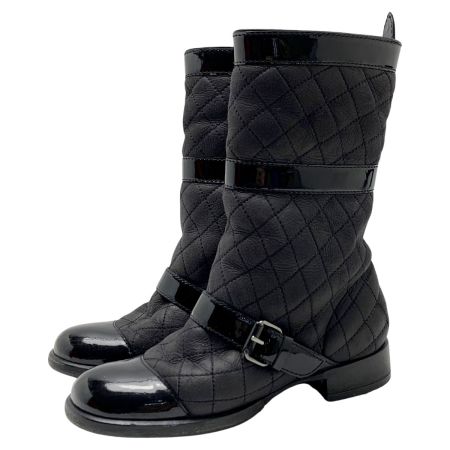  CHANEL シャネル ブーツ レザー ブラック レディース SIZE 22.5cm相当