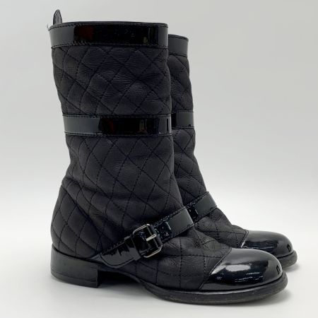  CHANEL シャネル ブーツ レザー ブラック レディース SIZE 22.5cm相当