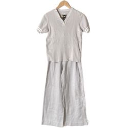 ☆☆ CHANEL シャネル ココマーク ロゴ ライン ショートスリーブ セットアップ P23000V01521 ピンクグレー サイズ 38 レディース Cランク