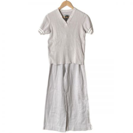  CHANEL シャネル ココマーク ロゴ ライン ショートスリーブ セットアップ P23000V01521 ピンクグレー サイズ 38 レディース