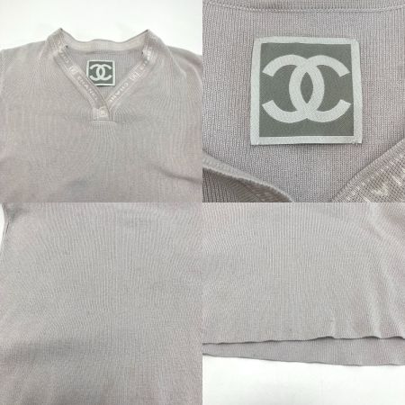  CHANEL シャネル ココマーク ロゴ ライン ショートスリーブ セットアップ P23000V01521 ピンクグレー サイズ 38 レディース