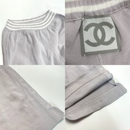  CHANEL シャネル ココマーク ロゴ ライン ショートスリーブ セットアップ P23000V01521 ピンクグレー サイズ 38 レディース