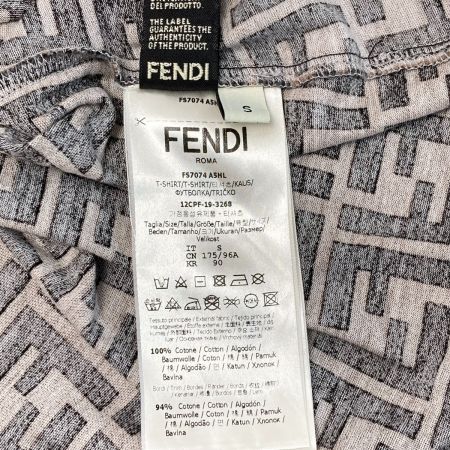  FENDI フェンディ FF 半袖Tシャツ ズッカ柄 ロゴほつれ有 FS7074 A5HL ブラウン S レディース 