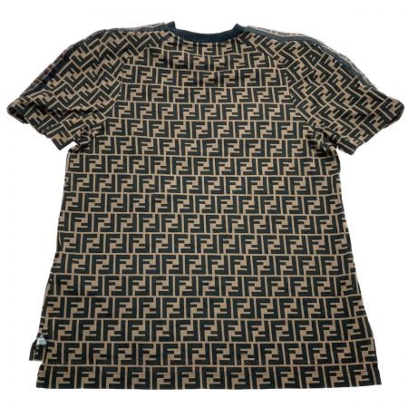  FENDI フェンディ FF 半袖Tシャツ ズッカ柄 ロゴほつれ有 FS7074 A5HL ブラウン S レディース 