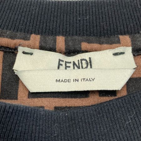  FENDI フェンディ FF 半袖Tシャツ ズッカ柄 ロゴほつれ有 FS7074 A5HL ブラウン S レディース 