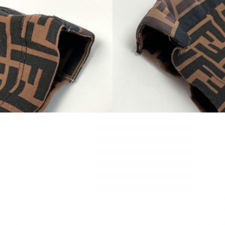  FENDI フェンディ FF 半袖Tシャツ ズッカ柄 ロゴほつれ有 FS7074 A5HL ブラウン S レディース 