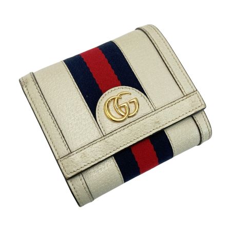  GUCCI グッチ オフィディア 2つ折り財布 シェリーライン 598662 アイボリー コンパクトウォレット レザー