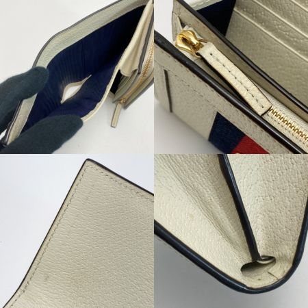  GUCCI グッチ オフィディア 2つ折り財布 シェリーライン 598662 アイボリー コンパクトウォレット レザー
