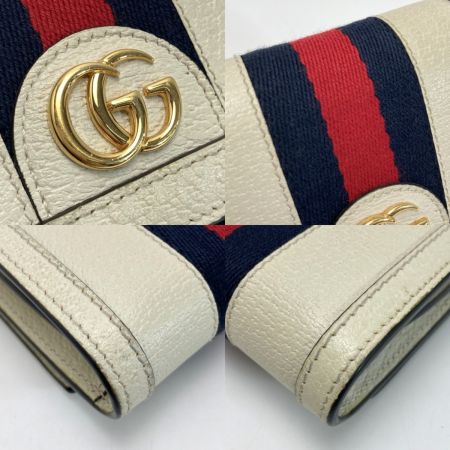  GUCCI グッチ オフィディア 2つ折り財布 シェリーライン 598662 アイボリー コンパクトウォレット レザー