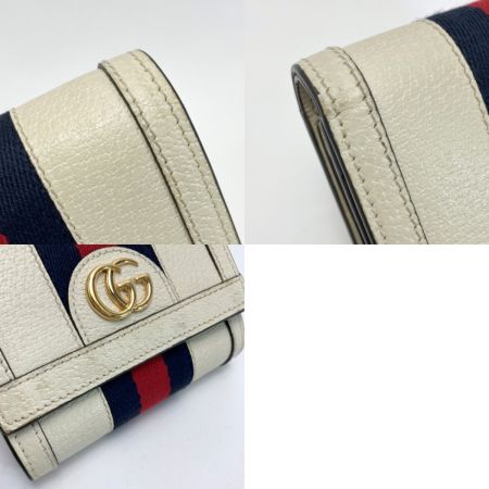  GUCCI グッチ オフィディア 2つ折り財布 シェリーライン 598662 アイボリー コンパクトウォレット レザー