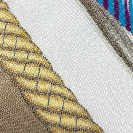  HERMES エルメス カレ90 LES TAMBOUS タンブールの太鼓 シルクスカーフ ベージュ シルク100％