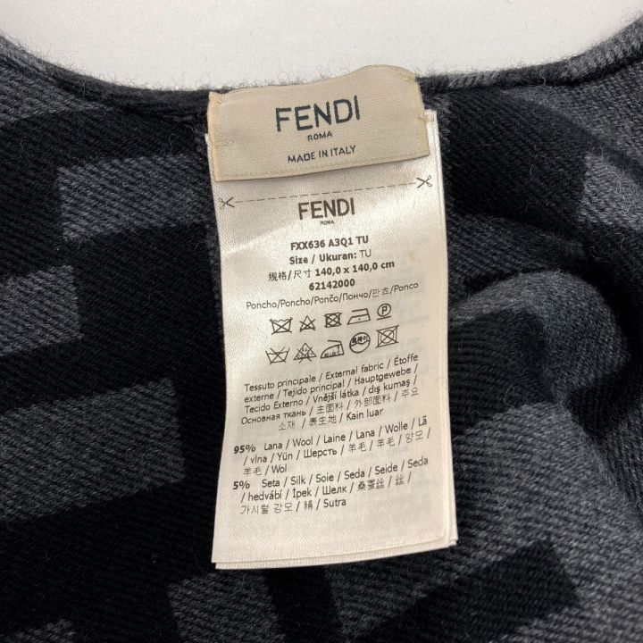 FENDI フェンディ ズッカ柄 ポンチョ TUサイズ FXX636 A3Q1 ブラック