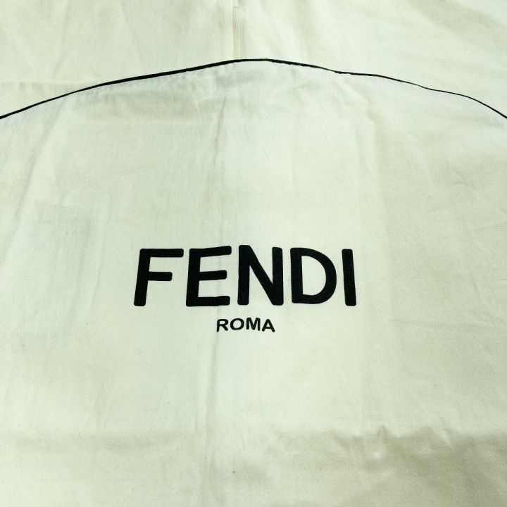 FENDI フェンディ ズッカ柄 ウール シルク マフラー ネイビー×ベージュ