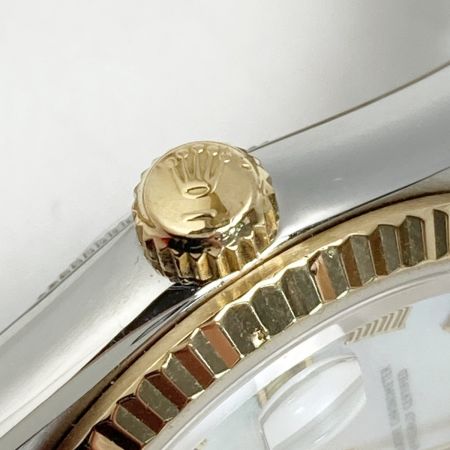  ROLEX ロレックス デイトジャスト S番 ローマ K18 68273NR シェル文字盤 自動巻き ボーイズ 腕時計