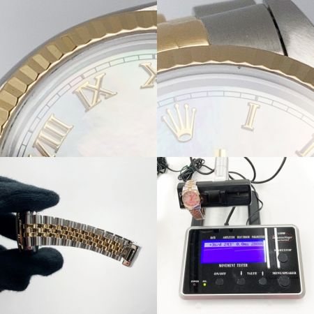  ROLEX ロレックス デイトジャスト S番 ローマ K18 68273NR シェル文字盤 自動巻き ボーイズ 腕時計