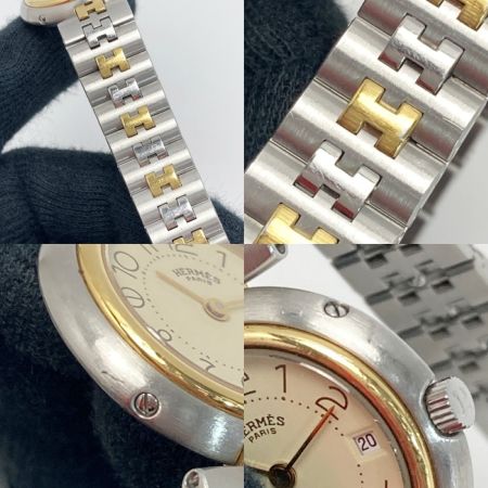  HERMES エルメス プロフィール デイト アイボリー コンビ クォーツ レディース 腕時計