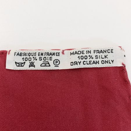  HERMES エルメス カレ90 Decoupages 切り絵 シルクスカーフ ワインレッド シルク100％