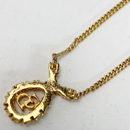  Christian Dior クリスチャンディオール CDロゴ GPメッキ ラインストーン ゴールド ネックレス レディース