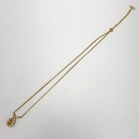  Christian Dior クリスチャンディオール CDロゴ GPメッキ ラインストーン ゴールド ネックレス レディース
