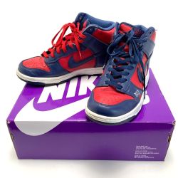 ☆☆ NIKE ナイキ SB DUNK HIGH OG QS スニーカー DN374 600 レッド×ネイビー 25.5cm メンズ 箱付き Bランク