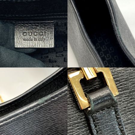  GUCCI グッチ ジャッキー ハンドバッグ 0021068 ブラック レザー ゴールド金具