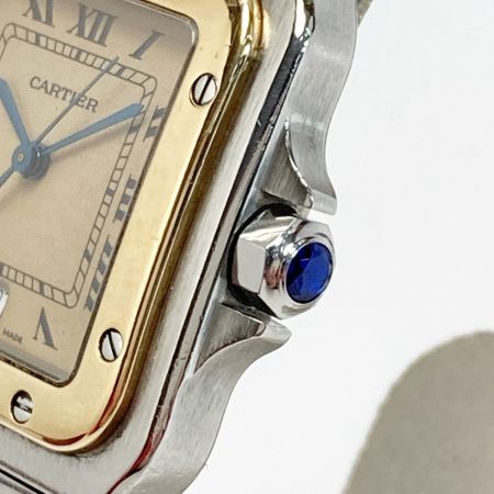  Cartier カルティエ サントスガルベ LM デイト K18 Ref.187901 アイボリー クォーツ メンズ 腕時計 ケース・取説有