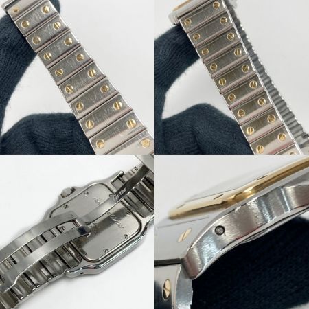  Cartier カルティエ サントスガルベ LM デイト K18 Ref.187901 アイボリー クォーツ メンズ 腕時計 ケース・取説有