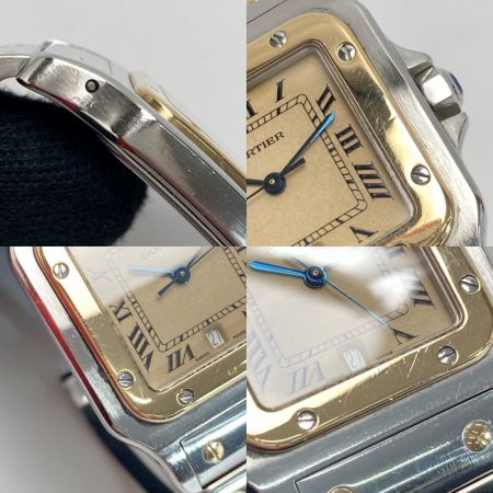  Cartier カルティエ サントスガルベ LM デイト K18 Ref.187901 アイボリー クォーツ メンズ 腕時計 ケース・取説有