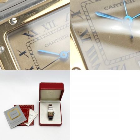  Cartier カルティエ サントスガルベ LM デイト K18 Ref.187901 アイボリー クォーツ メンズ 腕時計 ケース・取説有