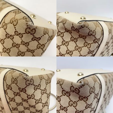  GUCCI グッチ GG柄 キャンバス×レザー 141470 ベージュ×ホワイト トートバッグ 