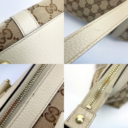  GUCCI グッチ GG柄 キャンバス×レザー 141470 ベージュ×ホワイト トートバッグ 