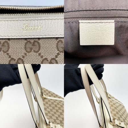  GUCCI グッチ GG柄 キャンバス×レザー 141470 ベージュ×ホワイト トートバッグ 