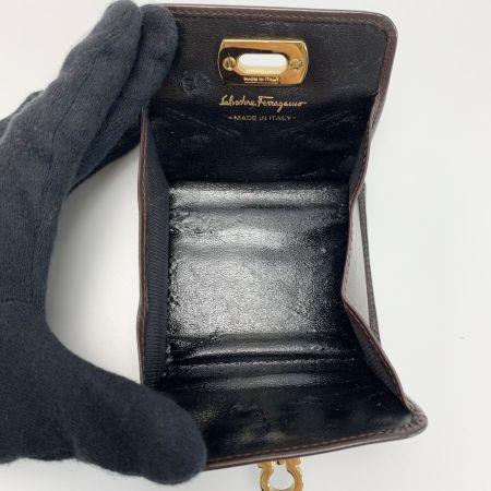  Salvatore Ferragamo サルヴァトーレフェラガモ レザー ダークブラウン コインケース 