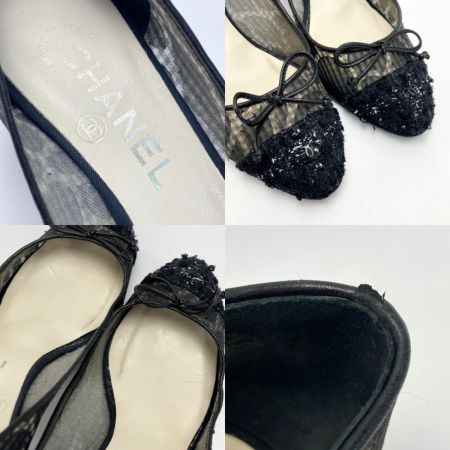  CHANEL シャネル カメリア レース パンプス 35½（22.5cm相当） ブラック ココマーク 箱有