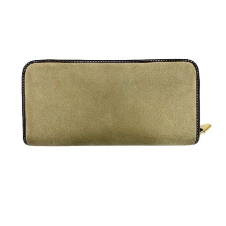  LOEWE ロエベ ラウンドファスナー財布 ベージュ スウェード レディース